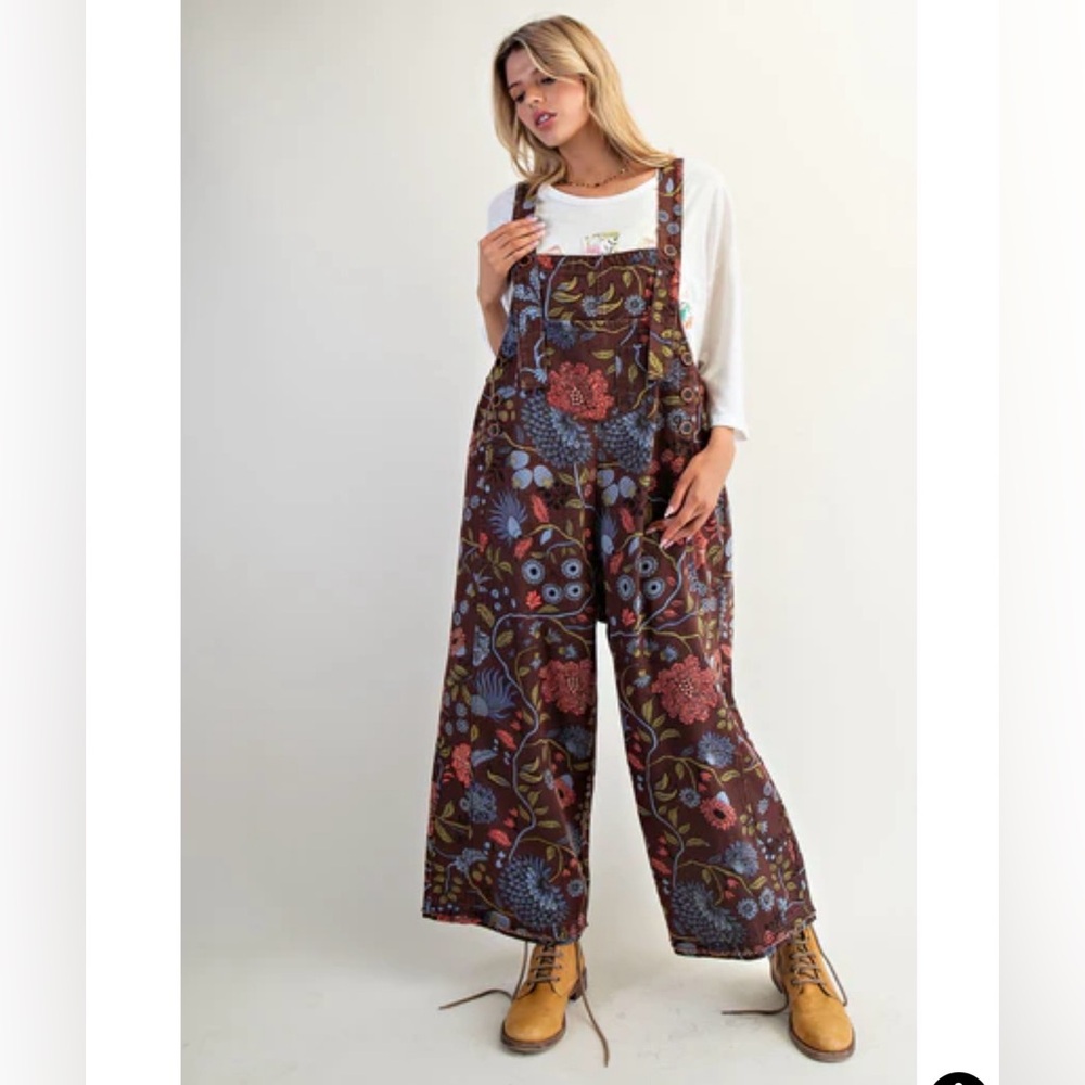Easel Floral Brown Jumpsuit